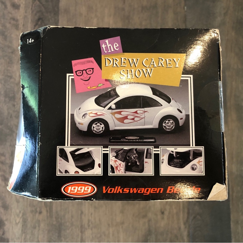 Matchbox Drew Carey Show 1999 VW Volkswagen Beetle Diecast 1:18 Flames Box - Picture 9 of 9